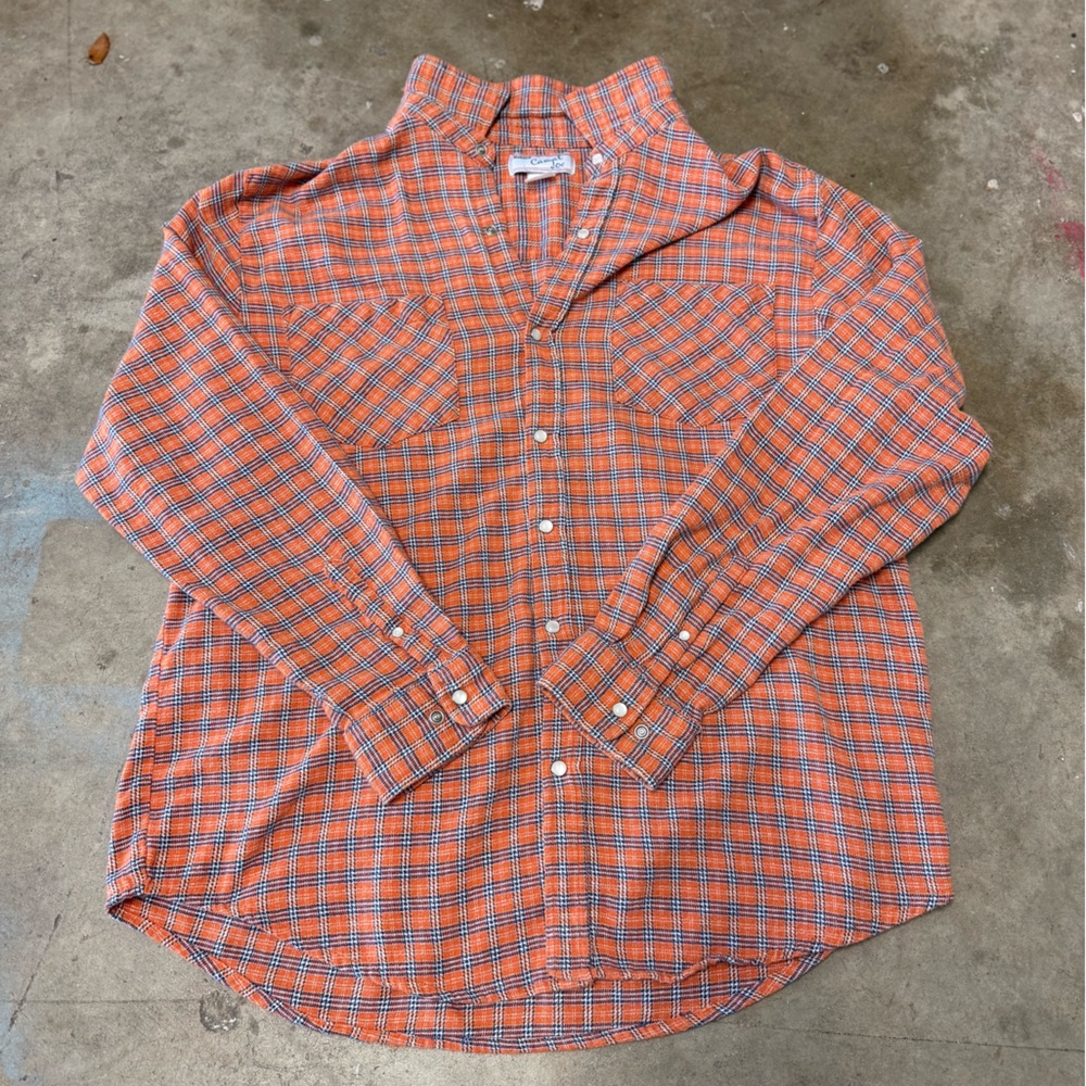 Vintage Haband Casual Joe Orange & Blue Flannel Florida Gators Pearl Snap Size M